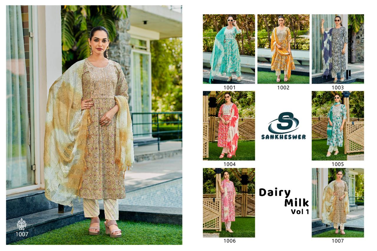 Dairy Milk Vol 1 By Sankheswer Capsule Foil Printed Kurti With Bottom Dupatta Orders In India